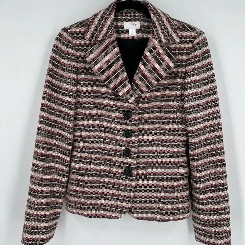 Loft Basketweave pattern Blazer size 0 XS Career office professional  100% cotto